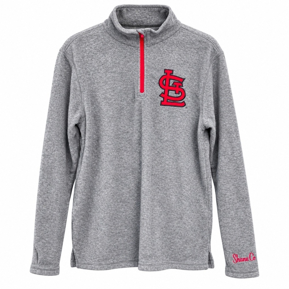 St Louis Cardinals Adult XL Gray 1/4 Zip Pullover Shane Co Sleeve MLB